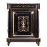 A so-called meuble d'appui 'en deuil' in Nap. III-style, brass and composite marquetry, brass
