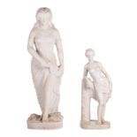 Two marble antique statues, H 76-116 cm