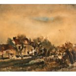 Van Hecke W., a rural view, mixed media, oil on paper, dated 1941, 18 x 20,5 cm
