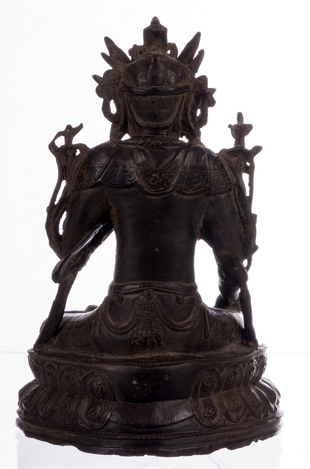 A bronze Buddha in mudra posture, possibly 18thC, H 30 cm - Image 3 of 6