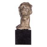 Daris C., a man's head, patinated bronze, production Statua, on a Rance marble base, Fifties, H