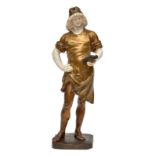Morice L., the medieval sculptor, gilt bronze and ivory, second half of the 19thC, H 46,5cm