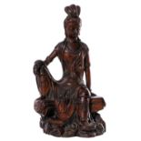 A Chinese lacquered hardwood Guanyin, H 20 (without base)