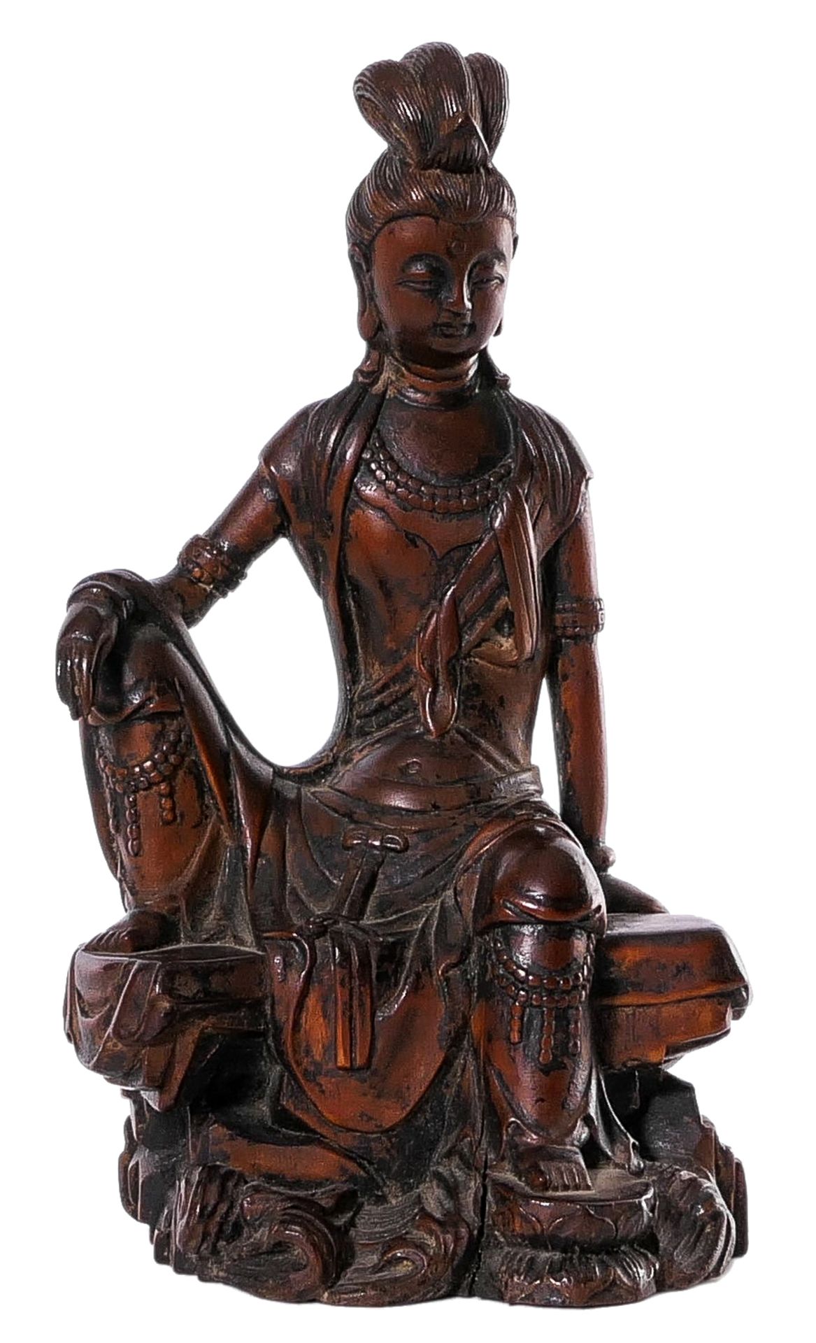 A Chinese lacquered hardwood Guanyin, H 20 (without base)