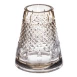 A Val St. Lambert smoked and diamond cut to clear crystal vase, Fifties, signed JH Seret PU1 94/136,