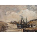 Helinck G., view of a harbour, oil on canvas, 55 x 75 cm