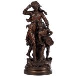 Moreau M., woman and child, patinated bronze, H 83 (without base) - 112 cm (with base)