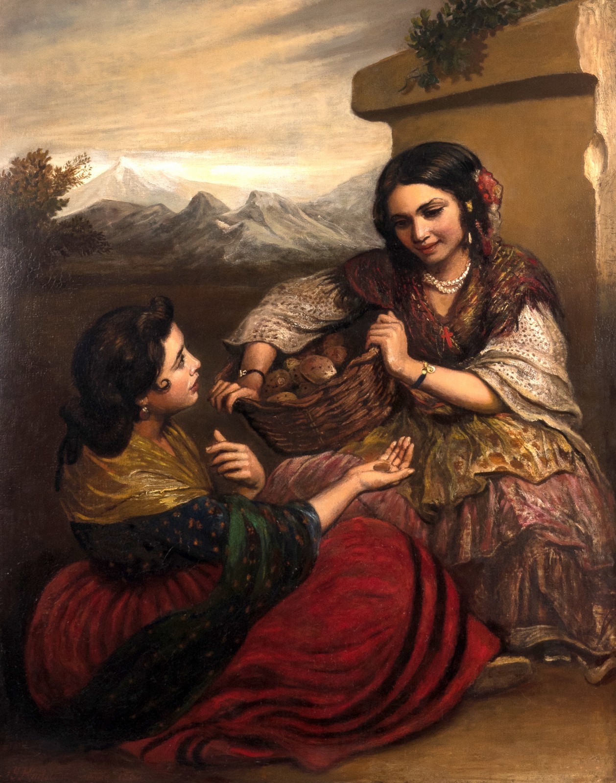 Hurlstone F. Y., two Spanish peasant girls, oil on canvas, dated 'Granada 1860', 101 x 127 cm