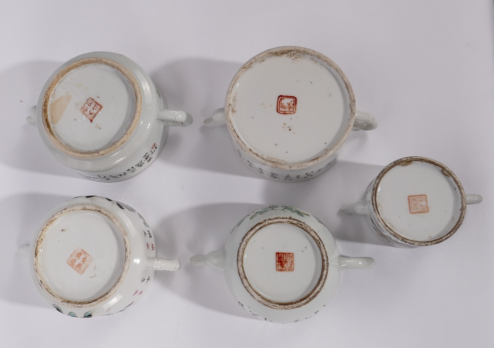 Six Chinese polychrome teapots and covers, decorated with flower branches, antiquities and a - Image 16 of 28