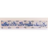 Lot of nine 17thC blue and white decorated Delft tiles; added a lot of first half 18thC blue and
