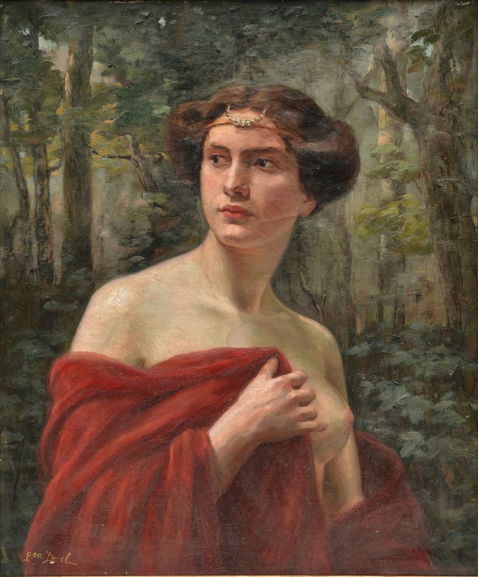 Dael Louisa, the portrait of a charming nymph, oil on canvas, 64 x 77 cm