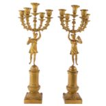 A pair of gilt girandoles, French, first quarter 19thC, H 64 cm