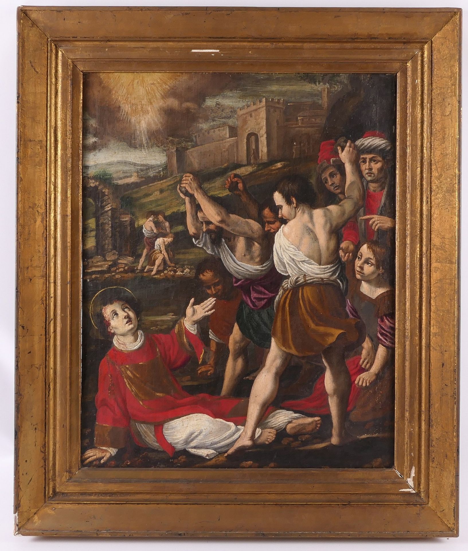 No signature, stoning of St. Stephen, oil on canvas, late 17thC-18thC, 58,5 x 76,5 cm (different - Bild 2 aus 6