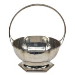 A German silver basket, 800/000, 1930s, H 36,5 - Diameter 26cm, total weight ca. 970g, (some