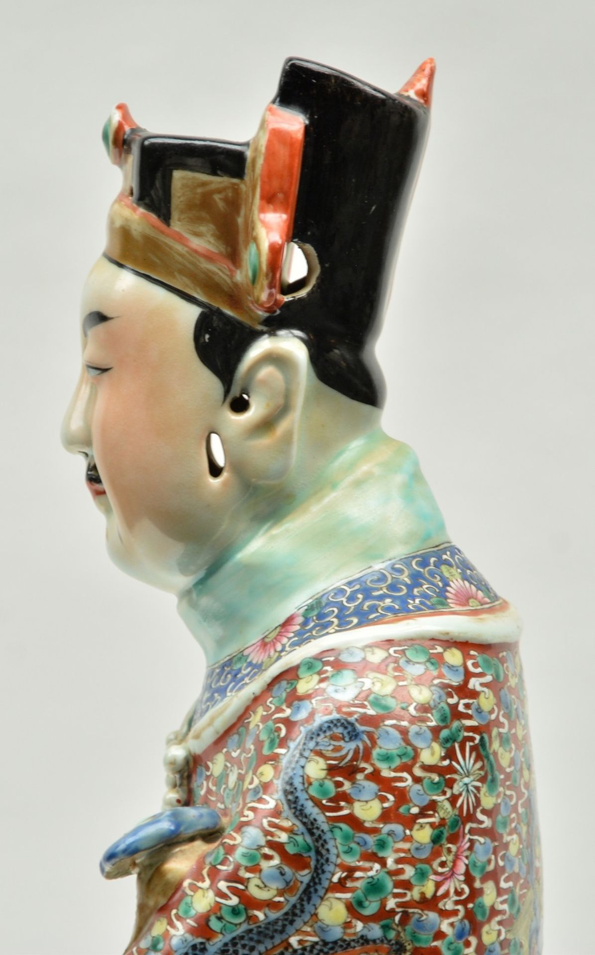 A Chinese polychrome sage, about 1900, marked, H 69 cm (chips) - Bild 8 aus 10