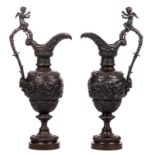 A pair of Renaissance style bronze ornamental vases, H 102 cm