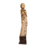 Saint Peter, patinated ivory on a Gothic revival wooden base, probably workshop Heckman Paris, early