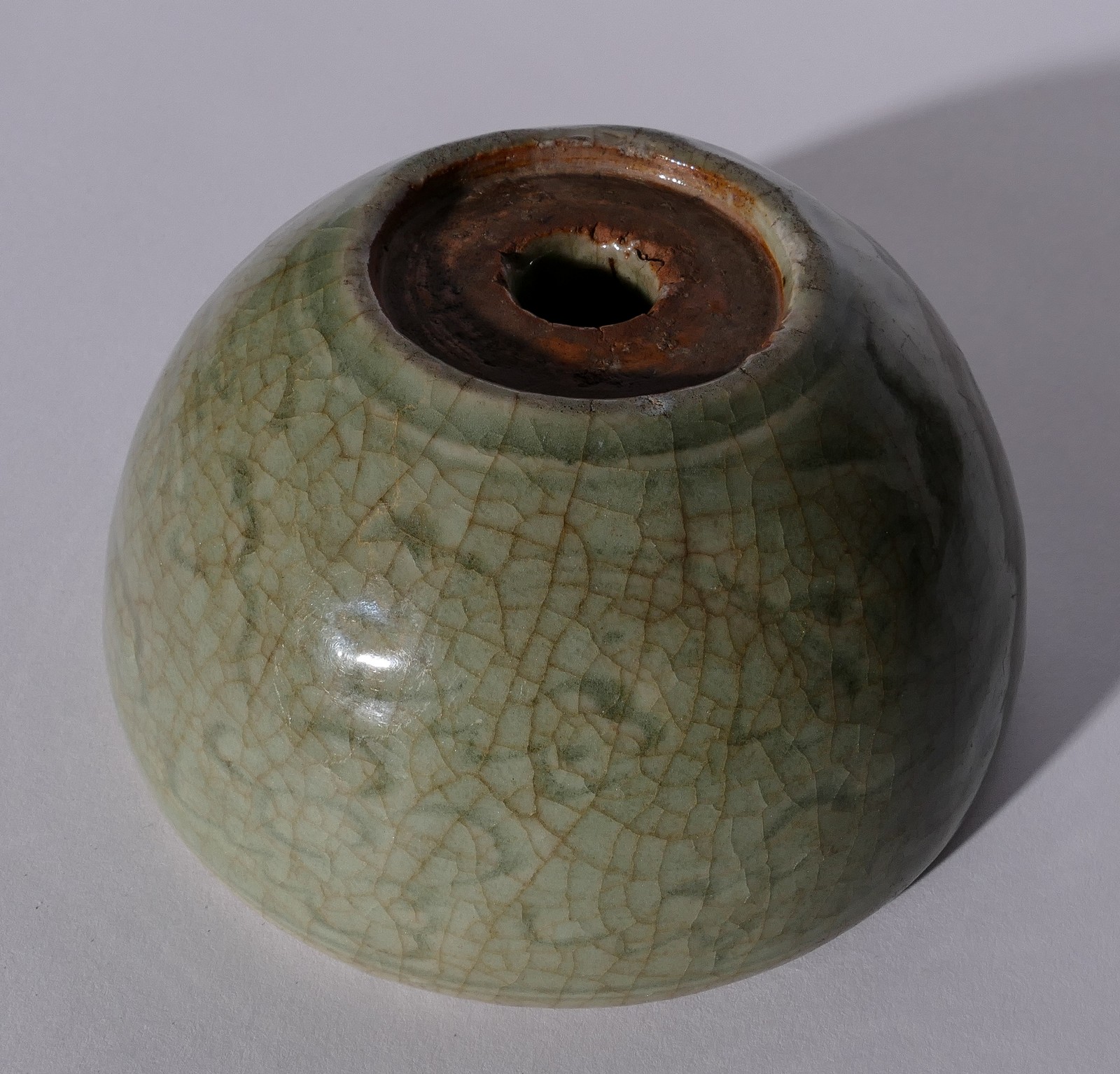 A celadon crackleware stoneware bowl, H 7 - Diameter 14,5 cm - Image 8 of 8