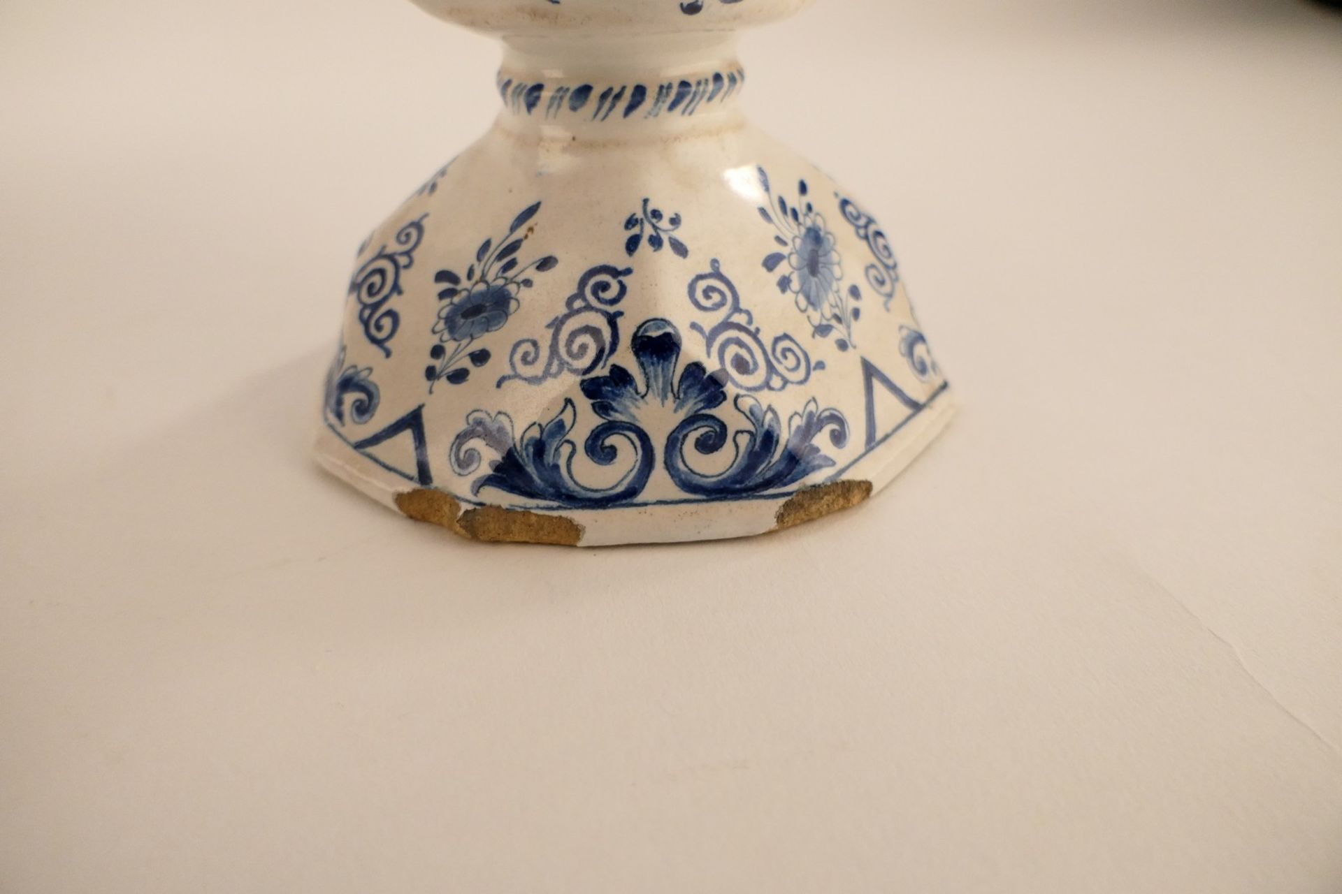 Two ornamental vases, tin glazed and blue decorated earthenware, (Dutch Delftware - marked 'De - Image 6 of 16
