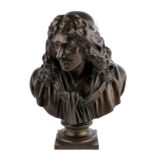 Unsigned, Molière, bronze, F. Barbédienne Fondeur - réduction mécanique, H 28,5 cm