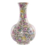 A Chinese millefleurs bottle vase, marked Qianlong, 19thC, H 39 cm