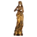 Carrier-Belleuse A., 'Lisseuse', gilt bronze and ivory, H 33 cm (with base)