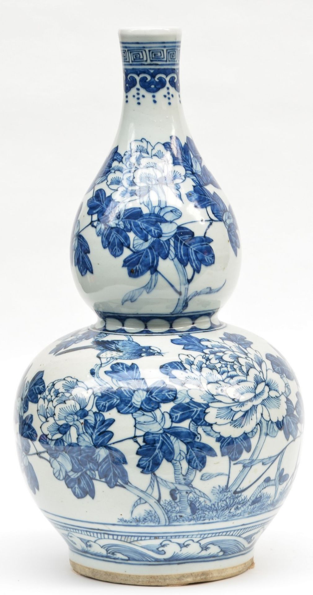 A Chinese blue and white double gourd vase, 19thC, H 43,5 cm - Bild 3 aus 8