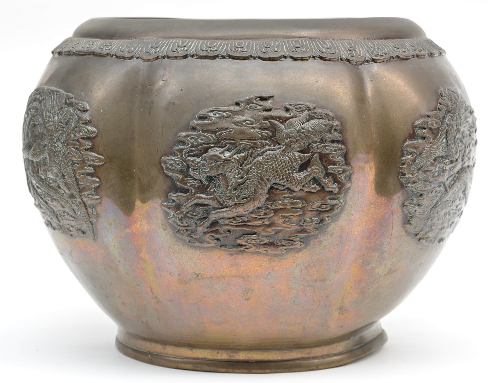 An Oriental brass flowerpot, H 23 - Diameter 32 cm - Image 5 of 7