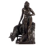 Julien, a goat sheperdess, patinated bronze, (dated 1791), H 49 cm