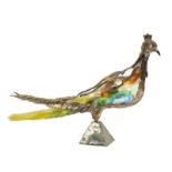Lohé Y., peacock, bronze and cameo glass, H 50 - B 75 cm