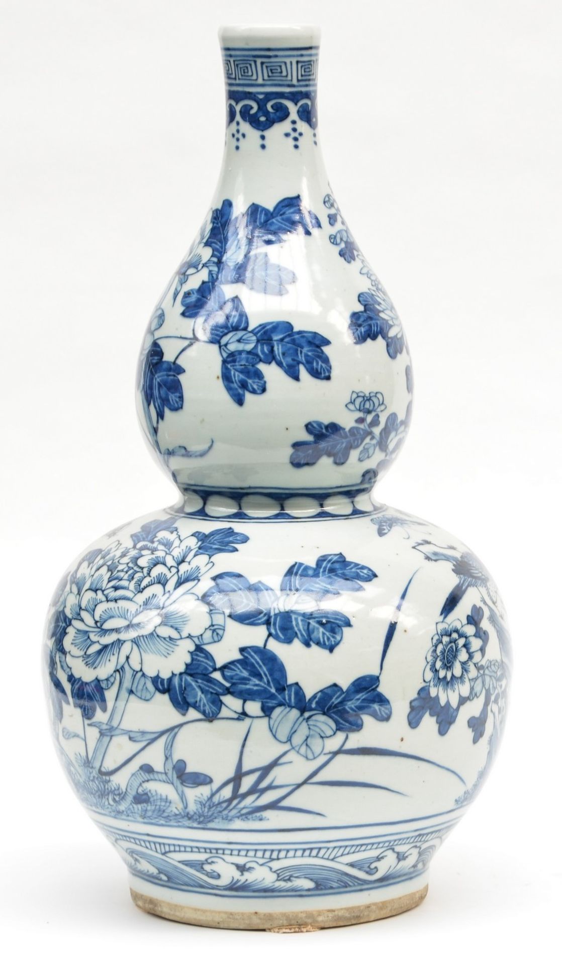 A Chinese blue and white double gourd vase, 19thC, H 43,5 cm - Bild 2 aus 8