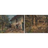 Verbrugghe C., 'Rome', oil on panel, 20thC, 24,5 x 33 cm; added Verbrugghe C., farm with poultry,