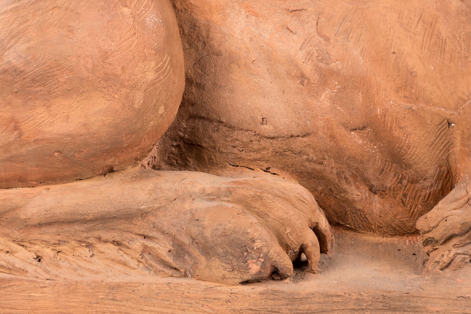 A large pair of terracotta sculptures depicting an allegoric scene, 19thC, H 78 - B 97 - D 35 cm - Image 34 of 62