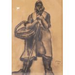 Jespers, peasant woman, charcoal on paper, dated (19)43, 20,5 x 30,5 cm