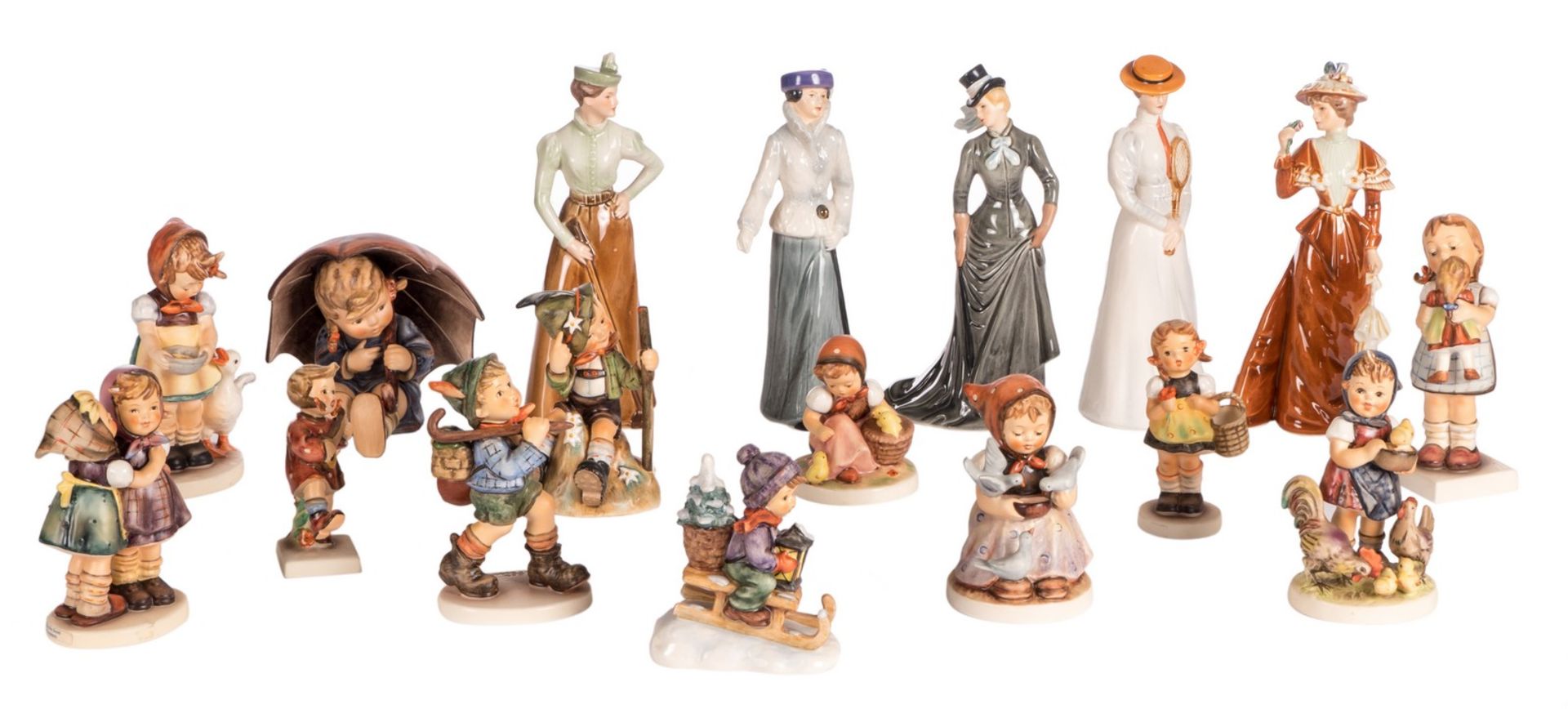 A large lot of Goebel and Hummel figurines, H 9 - 21,5 cm