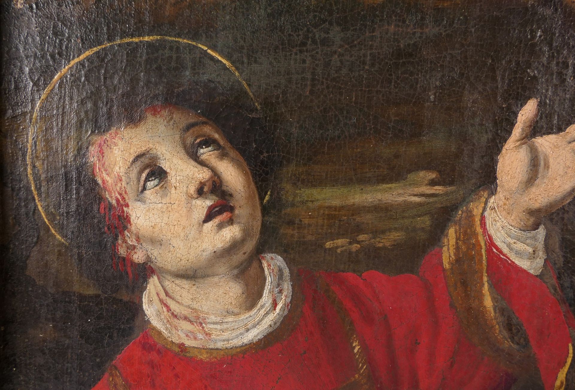 No signature, stoning of St. Stephen, oil on canvas, late 17thC-18thC, 58,5 x 76,5 cm (different - Bild 4 aus 6