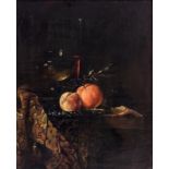 Unsigned, still life with fruit and glassware, oil on copper, 19thC in 17thC style, 33 x 41 cm