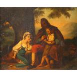 Bert E., the music lesson, oil on canvas, 19thC, 49 x 59,5 cm (severely restored)