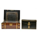 A Victorian gilded full Morocco leather briefcase, gilt monogram and lock, complete with all