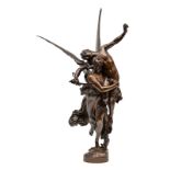 Mercie A., "Gloria Victis", patinated bronze, late 19thC, H 98 cm (some damage to the patina)