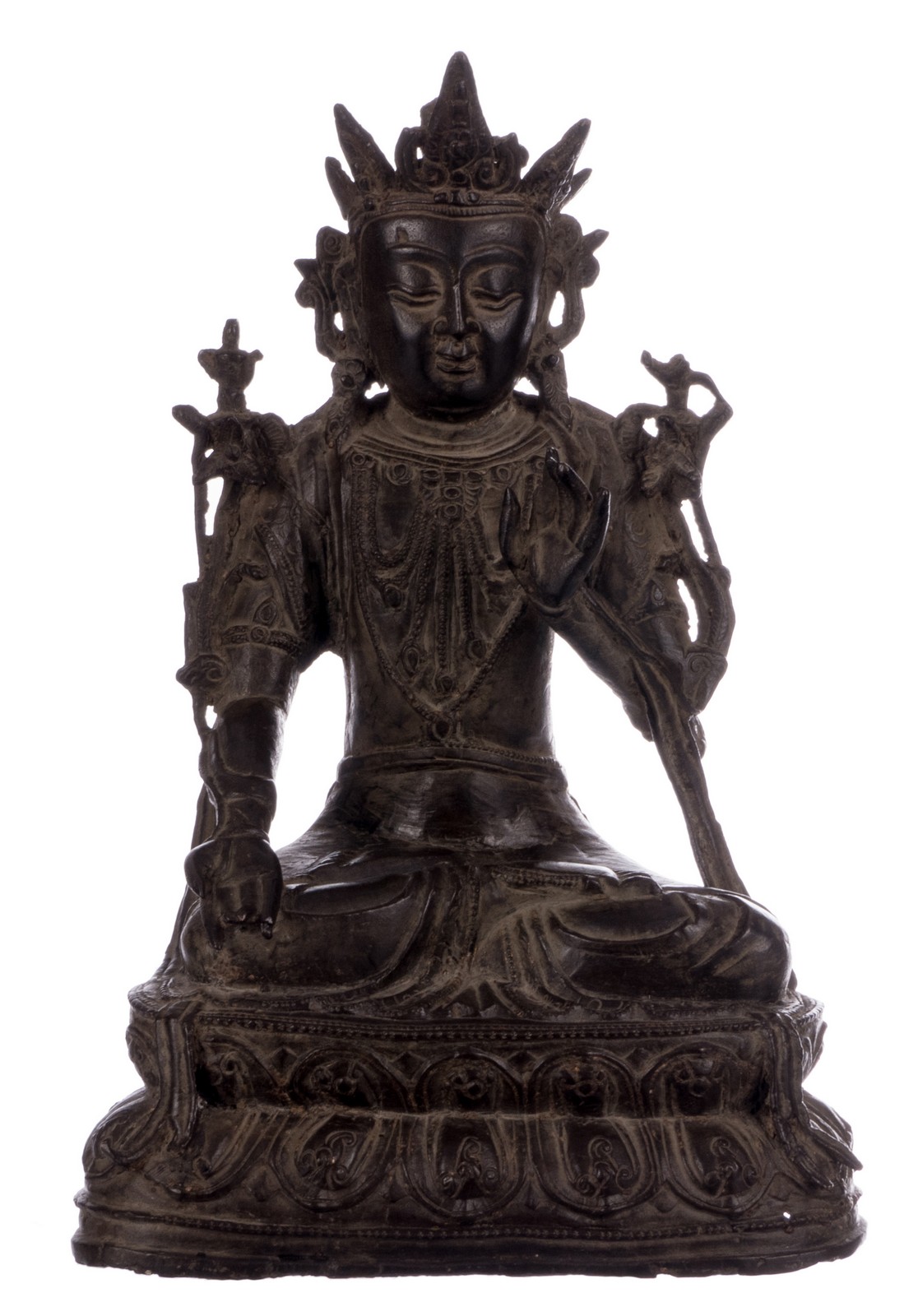 A bronze Buddha in mudra posture, possibly 18thC, H 30 cm