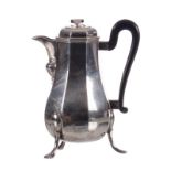 A silver chocolate pot, Augsburg (1769/71), makers mark M.B., ebony handle, H 23,8 cm, total