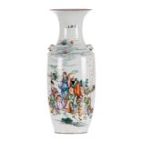 A Chinese polychrome decorated vase with the Eight Immortals, H 56,5 cm