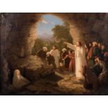 Unsigned, the raising of Lazarus, oil on canvas, second half 19thC, 66 x 86 cm