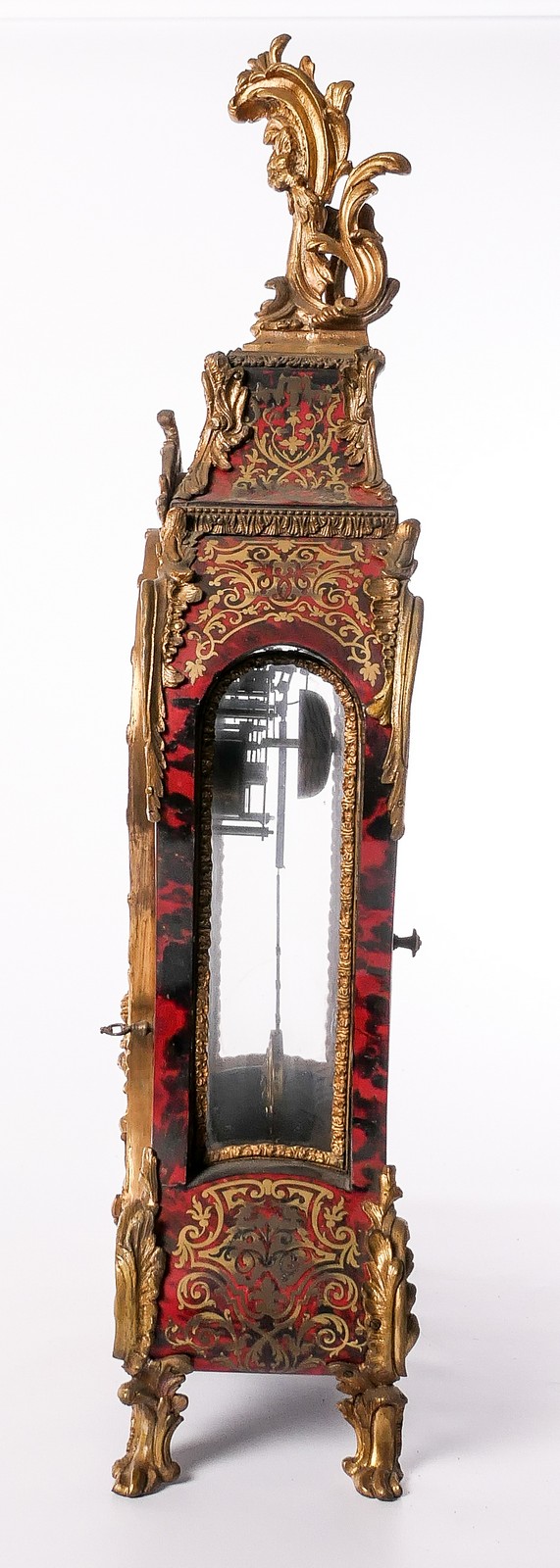 A cartel clock in Louis XV-style, Boulle marquetry and gilt bronze mounts, marked Kienzle, H 118,5 - Image 4 of 14