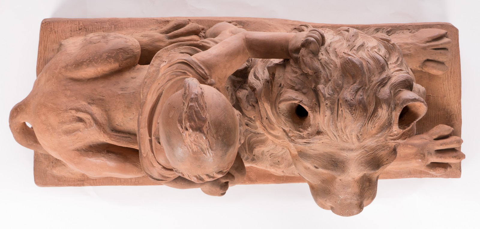 A large pair of terracotta sculptures depicting an allegoric scene, 19thC, H 78 - B 97 - D 35 cm - Image 16 of 62