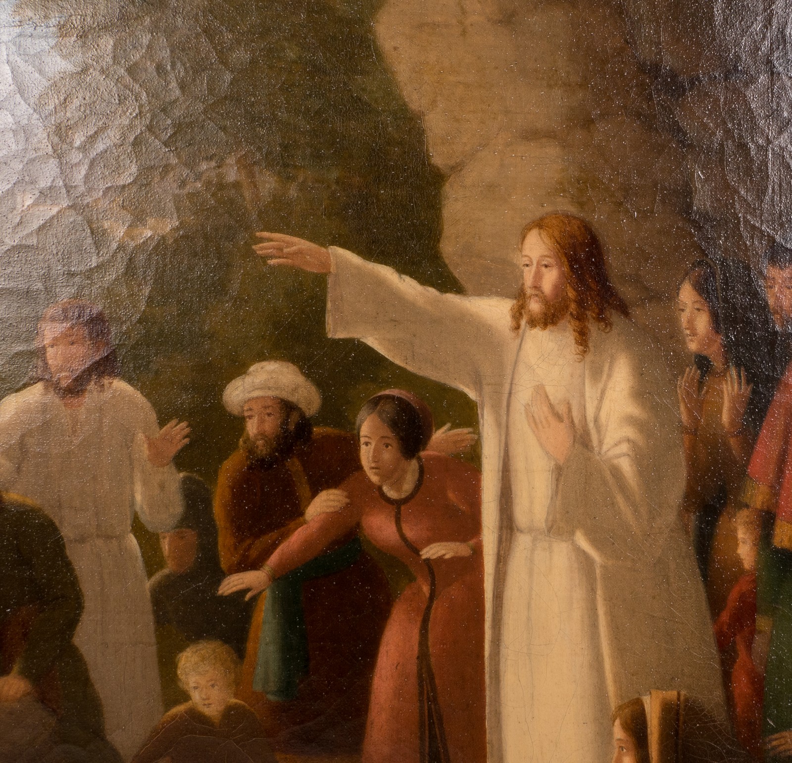 Unsigned, the raising of Lazarus, oil on canvas, second half 19thC, 66 x 86 cm - Image 6 of 7