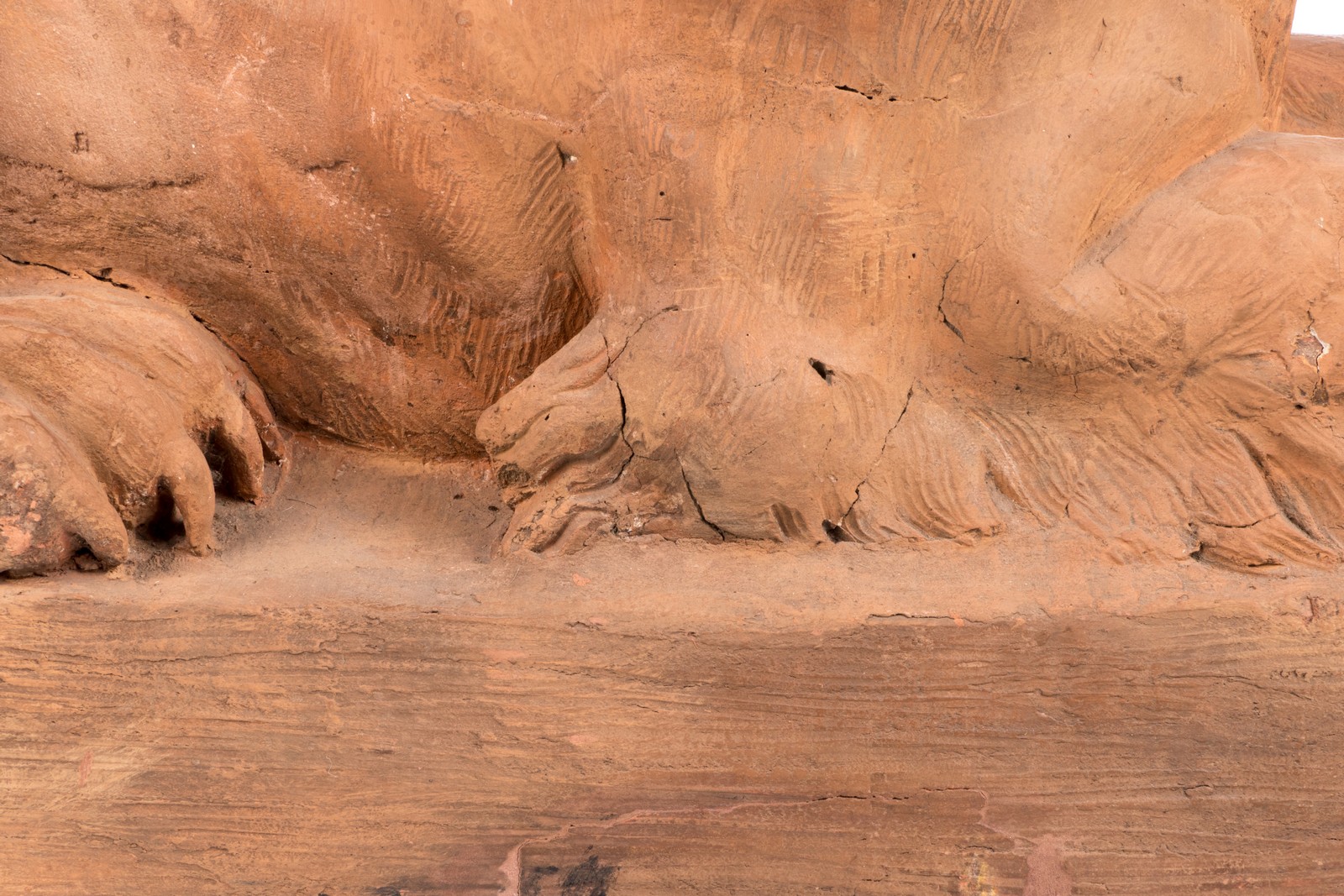 A large pair of terracotta sculptures depicting an allegoric scene, 19thC, H 78 - B 97 - D 35 cm - Image 35 of 62