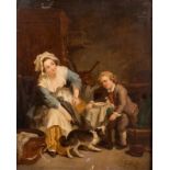 (Greuze - fecit), the rascal, oil on panel, 19thC, 37 x 45,5 cm