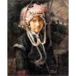 Liu Yaming, young girl of the Aini, oil on canvas, dated 1997, 65 x 80,5 cm